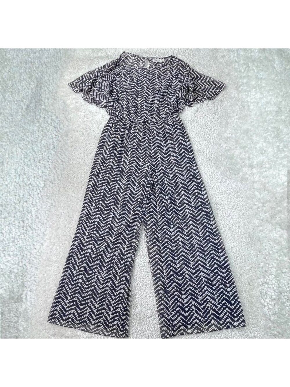 Eliza J Navy Blue White Wide Leg Jumpsuit Lined Womens 10